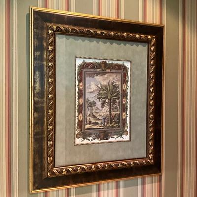 1003 Tuscany Palm Tree Landscape Decorative Framed Print