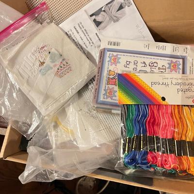Huge Embroidery Crafting Lot - Thread, Frames, Projects, Books, etc.