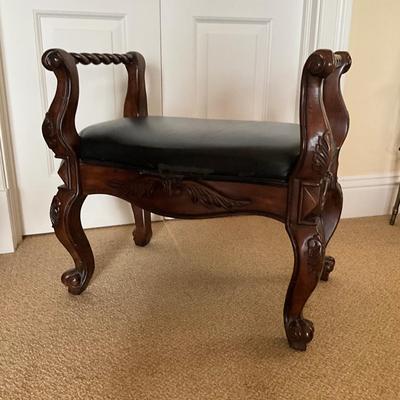 1011 Mahogany Faux Leather Upholstered Stool