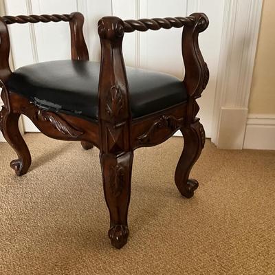 1011 Mahogany Faux Leather Upholstered Stool