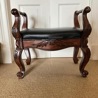 1011 Mahogany Faux Leather Upholstered Stool