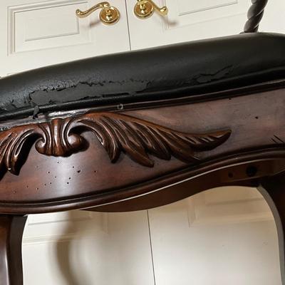 1011 Mahogany Faux Leather Upholstered Stool