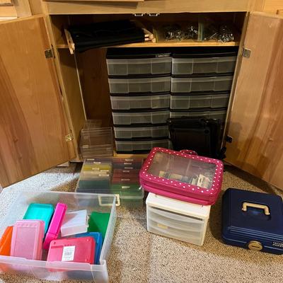 Crafting Storage Lot - 2 Mini Chests w Wheels, Multiple Containers, etc.