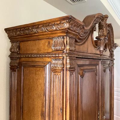 1013 Large 8' Marge Carson Regency Style Armoire / Wardrobe