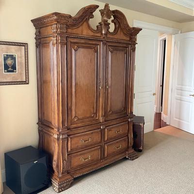 1013 Large 8' Marge Carson Regency Style Armoire / Wardrobe