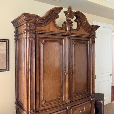 1013 Large 8' Marge Carson Regency Style Armoire / Wardrobe