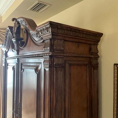 1013 Large 8' Marge Carson Regency Style Armoire / Wardrobe