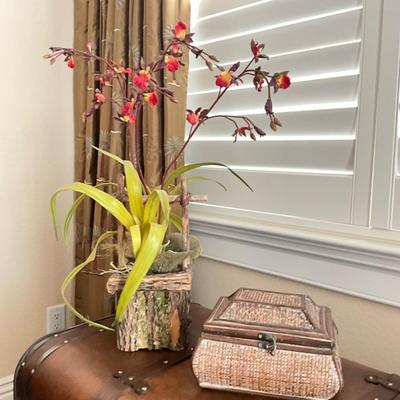 1019 Rattan Decorative Box and Silk Orchid