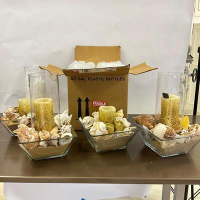 1020 Set of Four Decorative Shell and Sand Vases