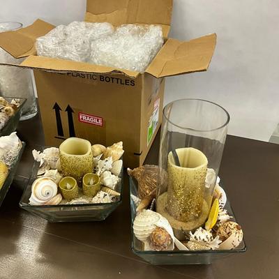 1020 Set of Four Decorative Shell and Sand Vases