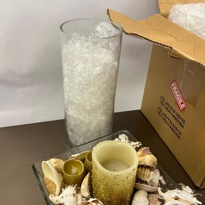 1020 Set of Four Decorative Shell and Sand Vases