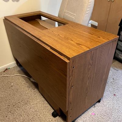 Quilting Sewing Table Desk w Chair, Rolling Cabinet