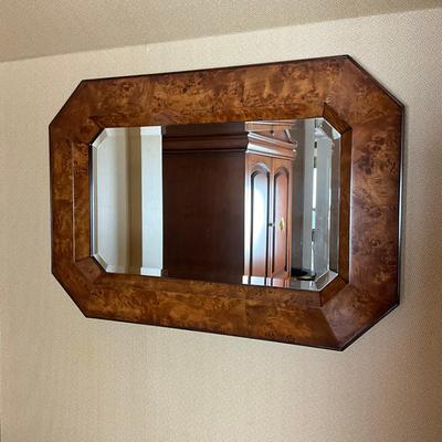 875 Williams Sonoma Burlwood Finish Beveled Mahogany Mirror