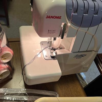 Janome Sewing Machine Serger Lot w Accessories