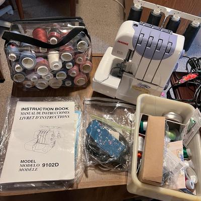 Janome Sewing Machine Serger Lot w Accessories