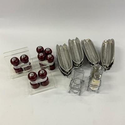 1025 New Salt and Pepper with Stainless Corn Dishes