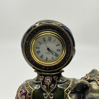880 Jay Strongwater Jeweled Elephant Clock With Picture
