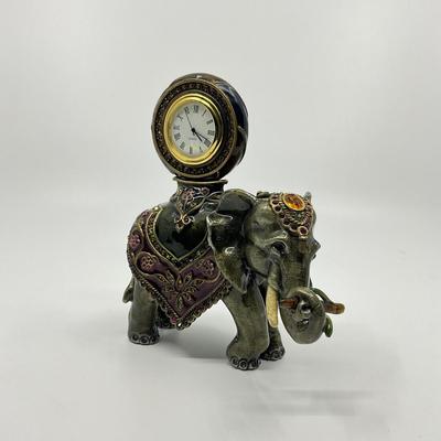 880 Jay Strongwater Jeweled Elephant Clock With Picture