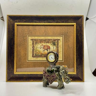880 Jay Strongwater Jeweled Elephant Clock With Picture