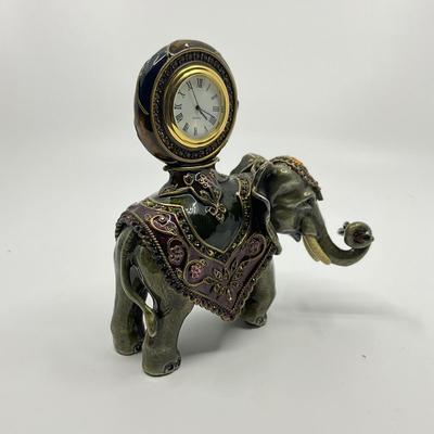 880 Jay Strongwater Jeweled Elephant Clock With Picture