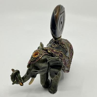 880 Jay Strongwater Jeweled Elephant Clock With Picture
