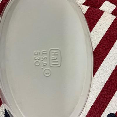 1032 Set of 13 Gratin Hall Ironstone Dishes with Anchor Placemats