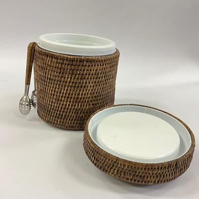 1034 Rattan Napkin Holder , Ice Bucket, Two Tier Handle Tray
