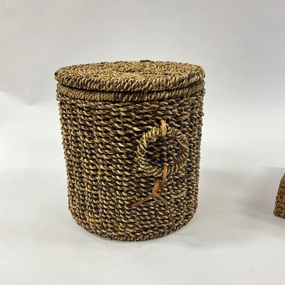 1035 Rattan Ice Bucket, Two Napkin Holders