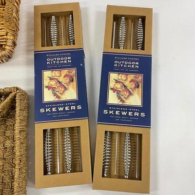 1036 Two Sets of 4 New Williams Sonoma Skewers with Chip and Dip Tray