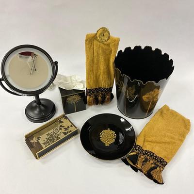 1040 Black Mike & Ally Palm Tree Bathroom Set