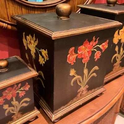 1043 Three Piece Handpainted Canister Set