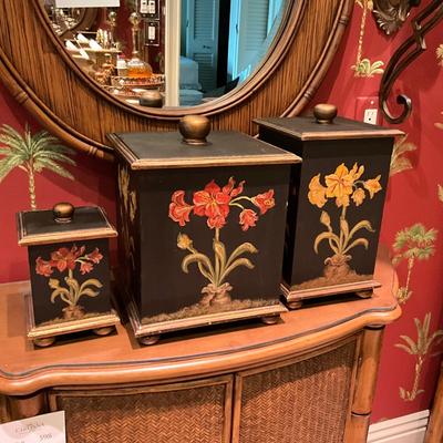 1043 Three Piece Handpainted Canister Set