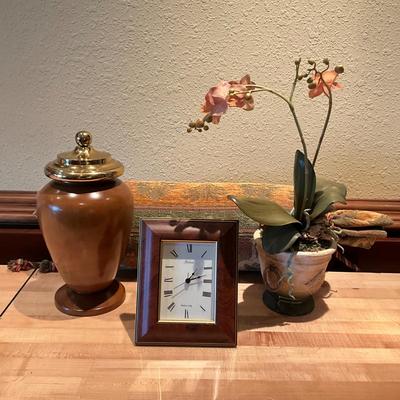 1049 Decorative Urn, Clock , Silk Orchid , decorative pillow