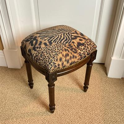 883 Leopard Upholstered Tack Trim Backless Stool