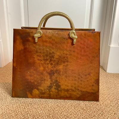 885 Vintage Wildwood Accents Hammered Copper Brass Magazine Stand