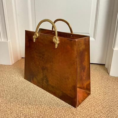 885 Vintage Wildwood Accents Hammered Copper Brass Magazine Stand