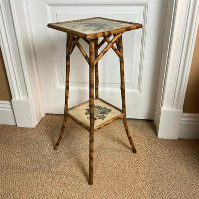 886 Bamboo Painted Two Shelf Stand