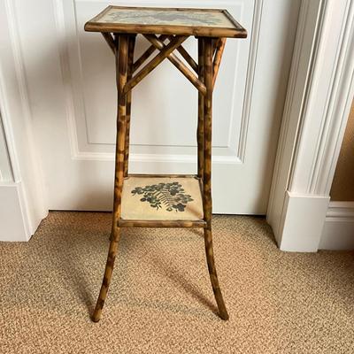 886 Bamboo Painted Two Shelf Stand
