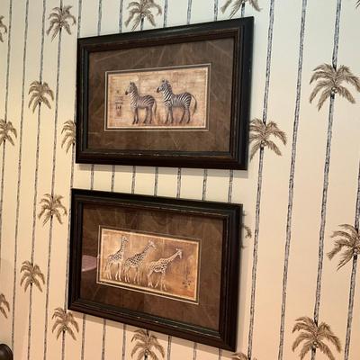 889 Zebra/Giraffe Framed Prints With Wall Mounted Leaves