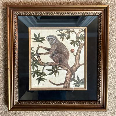 892 Vintage "Monkey In A Tree II" by Dianne Krumel Framed Print