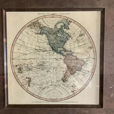 Pair of Matted Prints "Western New World of Hemisphere" & "Eastern Old World of Hemisphere"