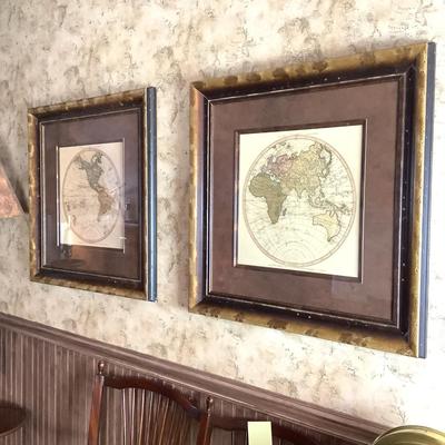 Pair of Matted Prints "Western New World of Hemisphere" & "Eastern Old World of Hemisphere"