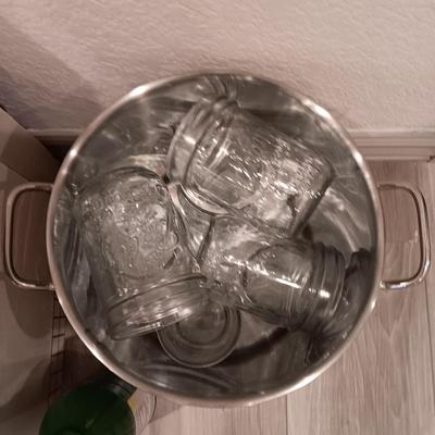 QUART AND PINT CANNING JARS PLUS A STOCK POT