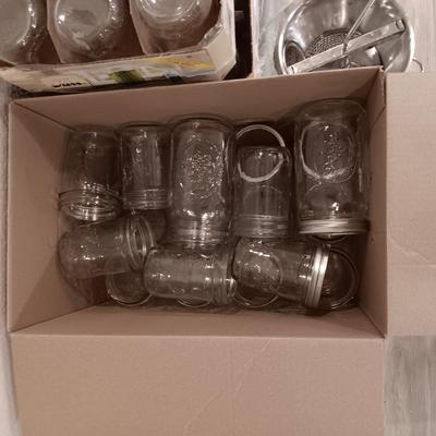 QUART AND PINT CANNING JARS PLUS A FOOD MILL