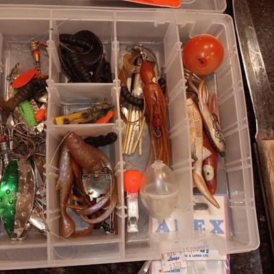 SECTIONED BOX WITH VARIETY OF TACKLE
