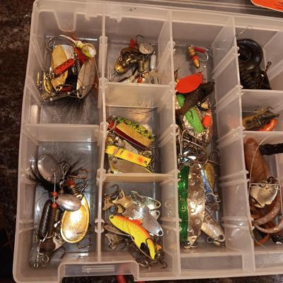 SECTIONED BOX WITH VARIETY OF TACKLE