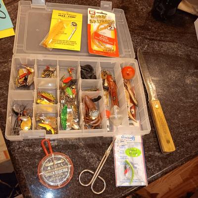 SECTIONED BOX WITH VARIETY OF TACKLE