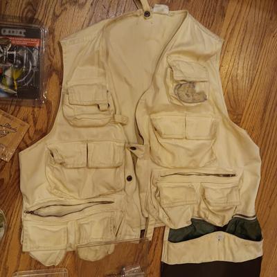 FISHING VEST AND SOME TACKLE