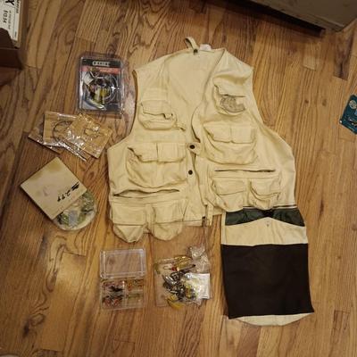 FISHING VEST AND SOME TACKLE