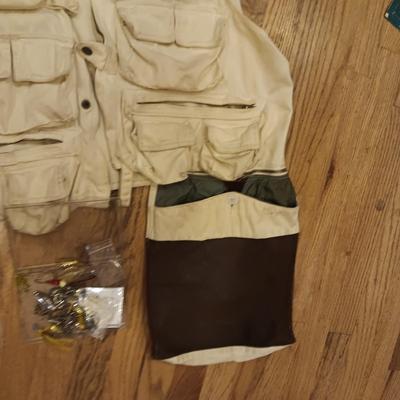 FISHING VEST AND SOME TACKLE